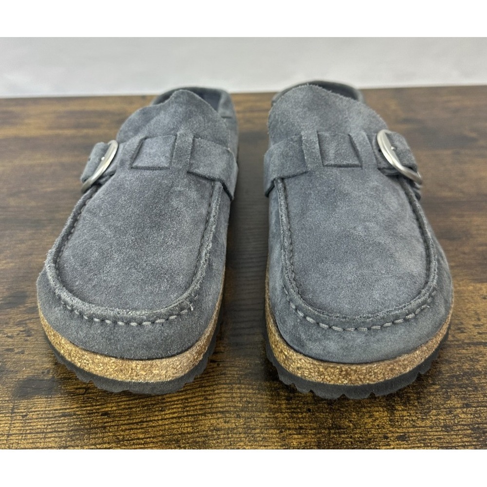 Birkenstock Buckley Blue Grey Suede Clog Cork Shoes Size 41 Women's 10 Men's 8 - Picture 5 of 14
